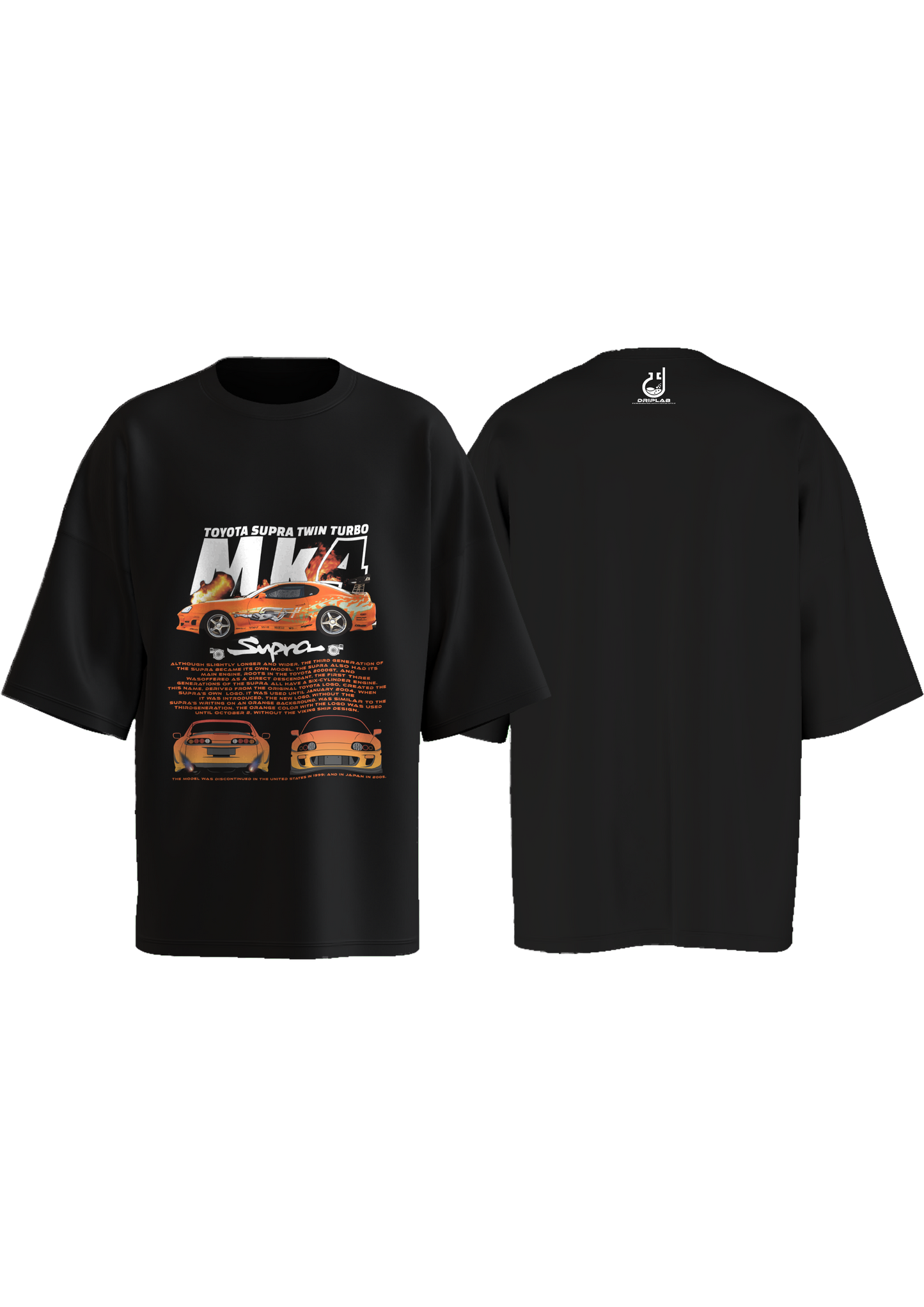 Toyota Supra MK4 Twin Turbo Orange Oversized T-shirt