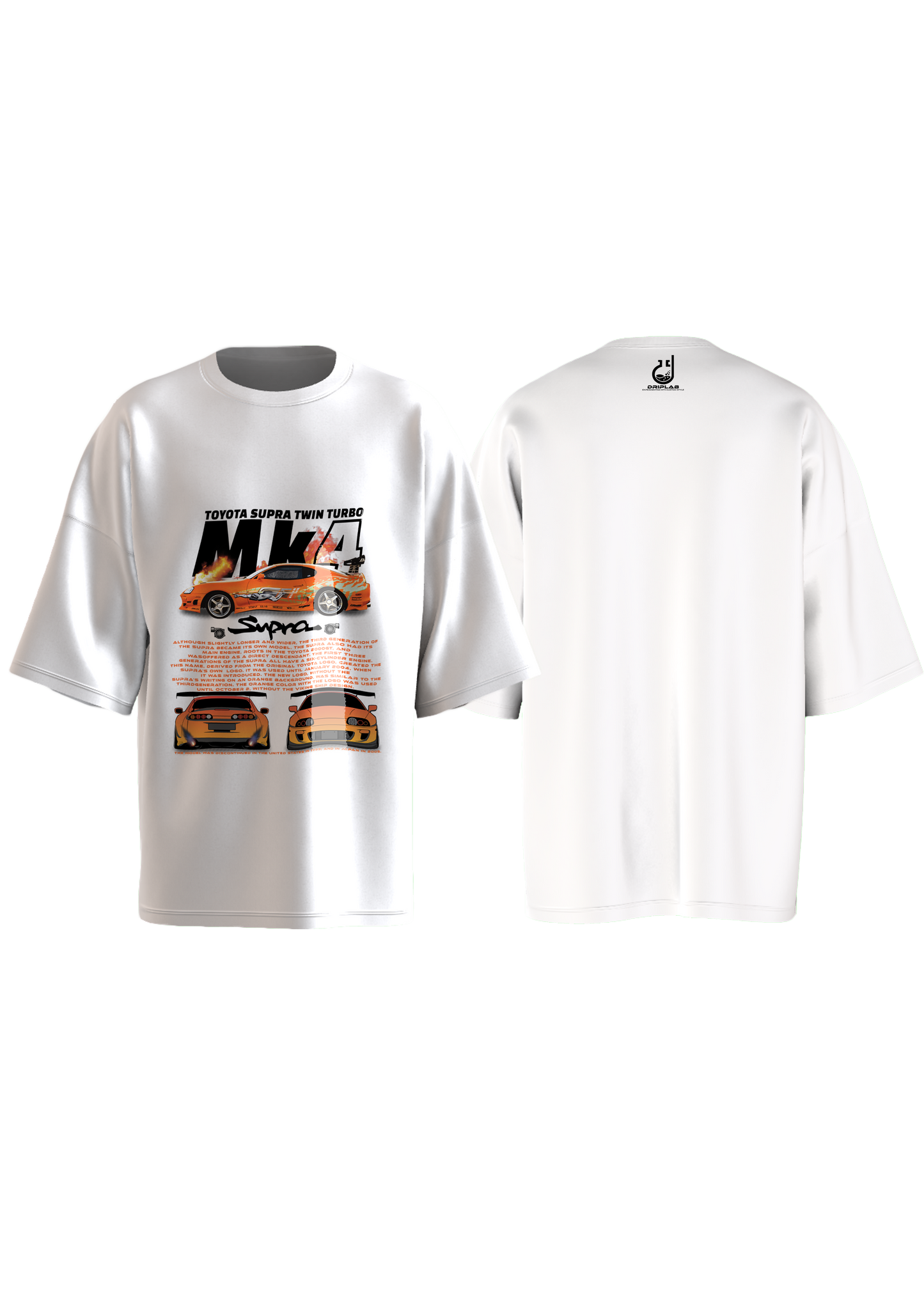 Toyota Supra MK4 Twin Turbo Orange Oversized T-shirt