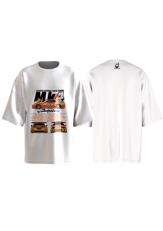 Toyota Supra MK4 Twin Turbo Orange Oversized T-shirt