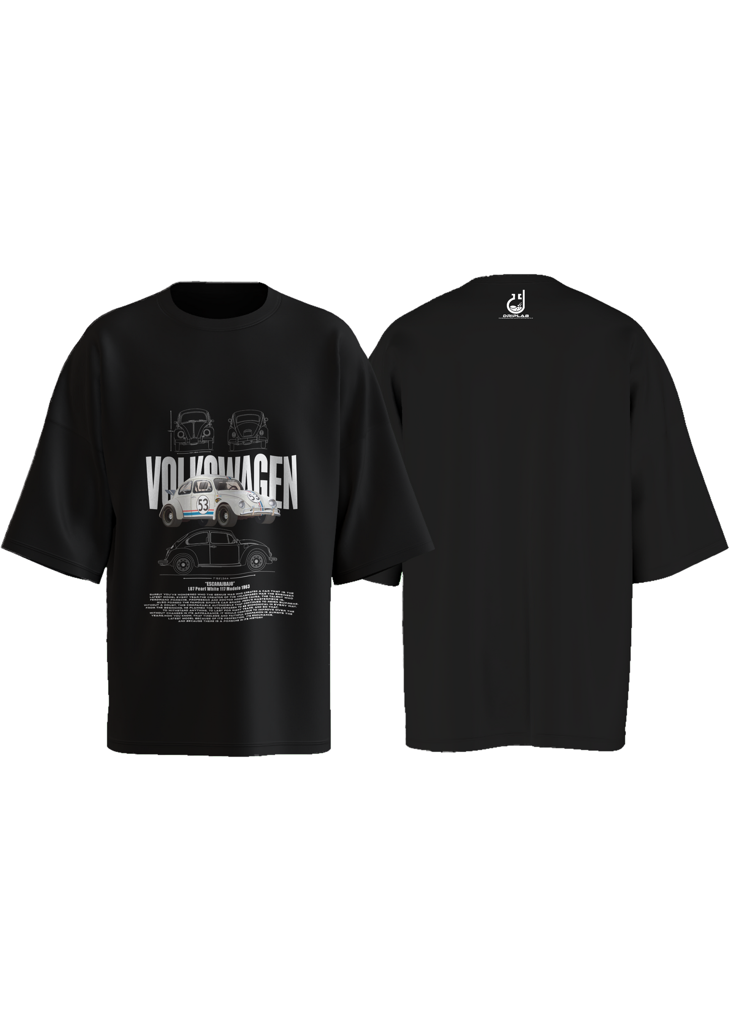 Volkswagen Pearl White 117 Modelo 1963 Oversized T-shirt